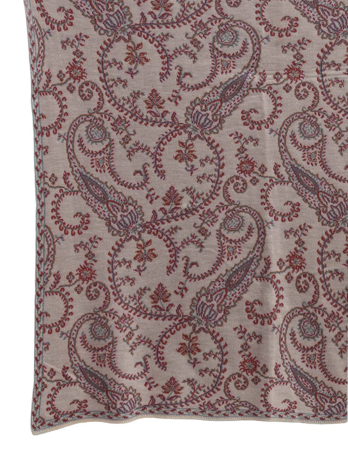 Mameraa Off White Paisley Knitted Acrylic Wrap Shawl