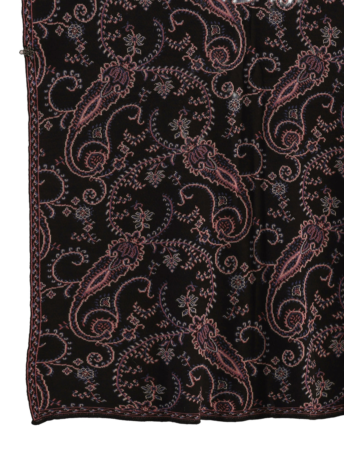 Mameraa Black Paisley Knitted Acrylic Wrap Shawl