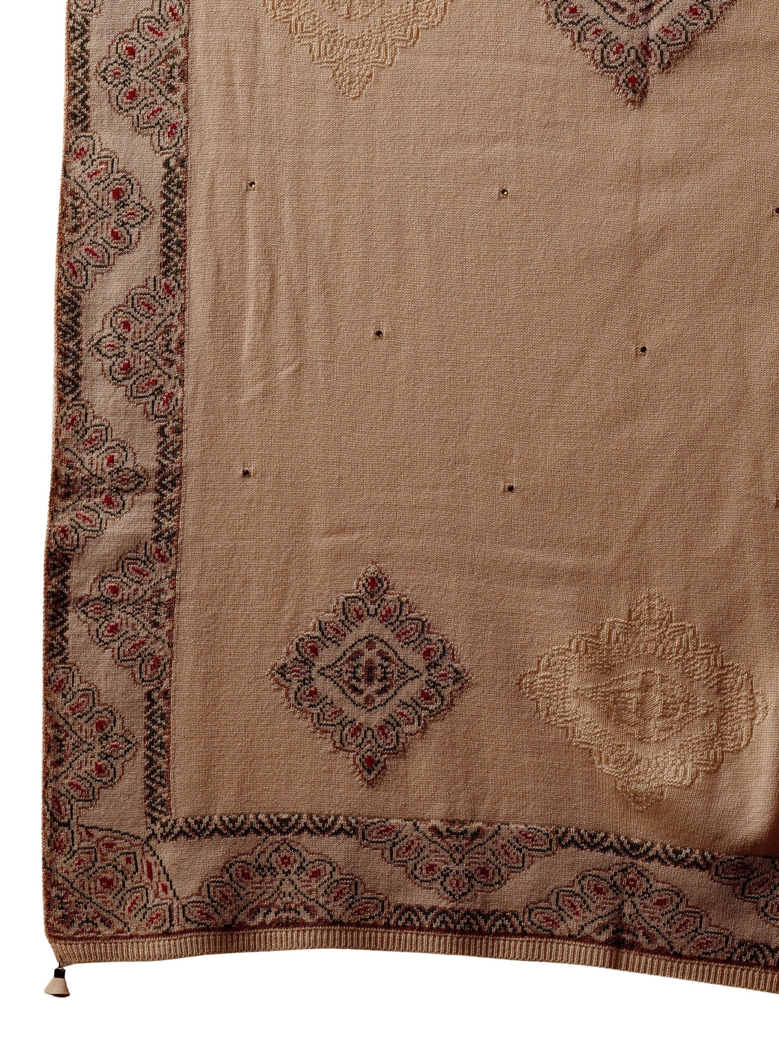 Mameraa Beige Knitted Acrylic Wrap Shawl