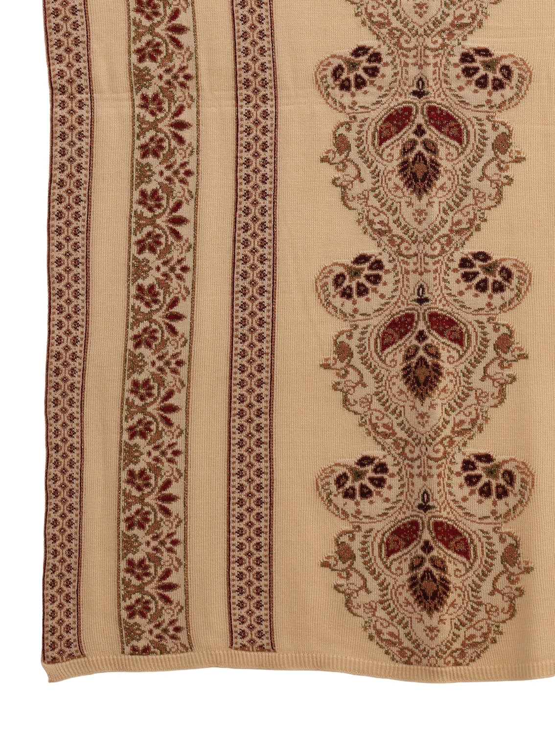 Mameraa Beige Ethnic Knitted Acrylic Wrap Shawl