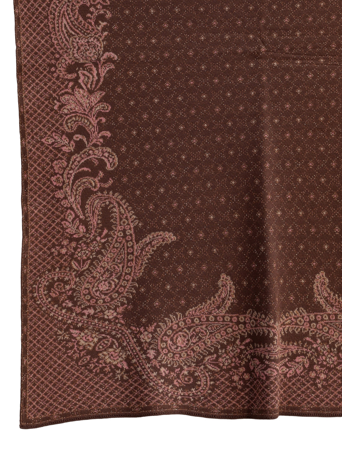 Mameraa Brown Paisley Knitted Acrylic Wrap Shawl