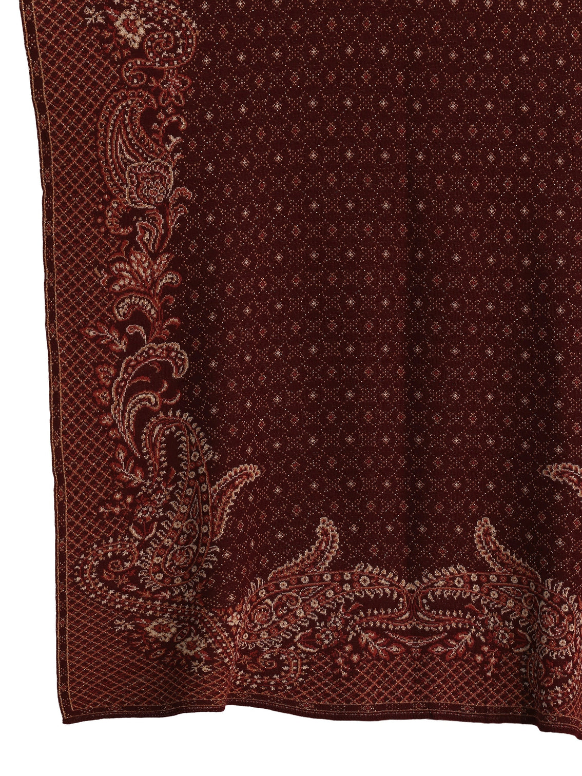 Mameraa Maroon Paisley Knitted Acrylic Wrap Shawl