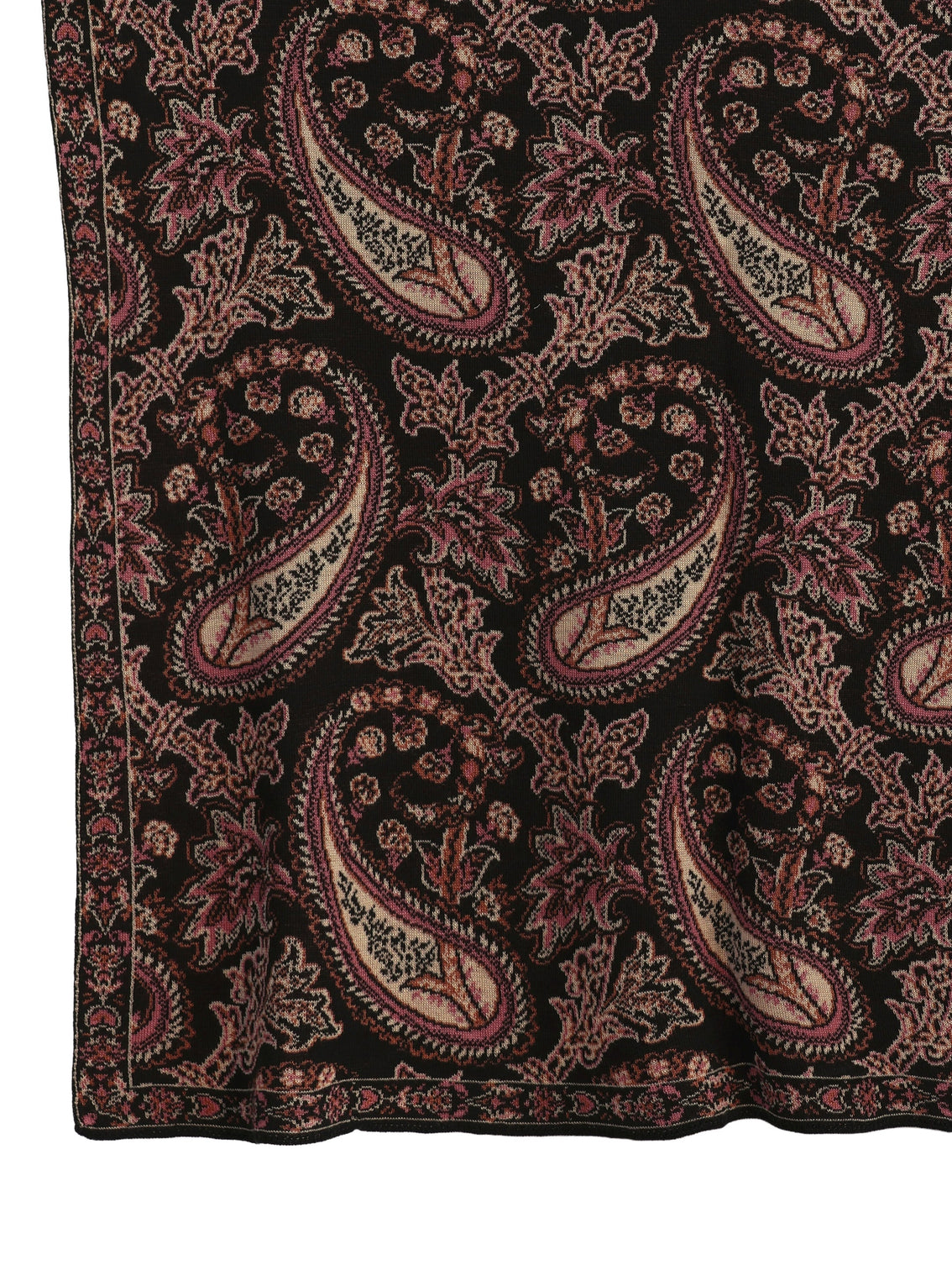 Mameraa Black Paisley Knitted Acrylic Shawl