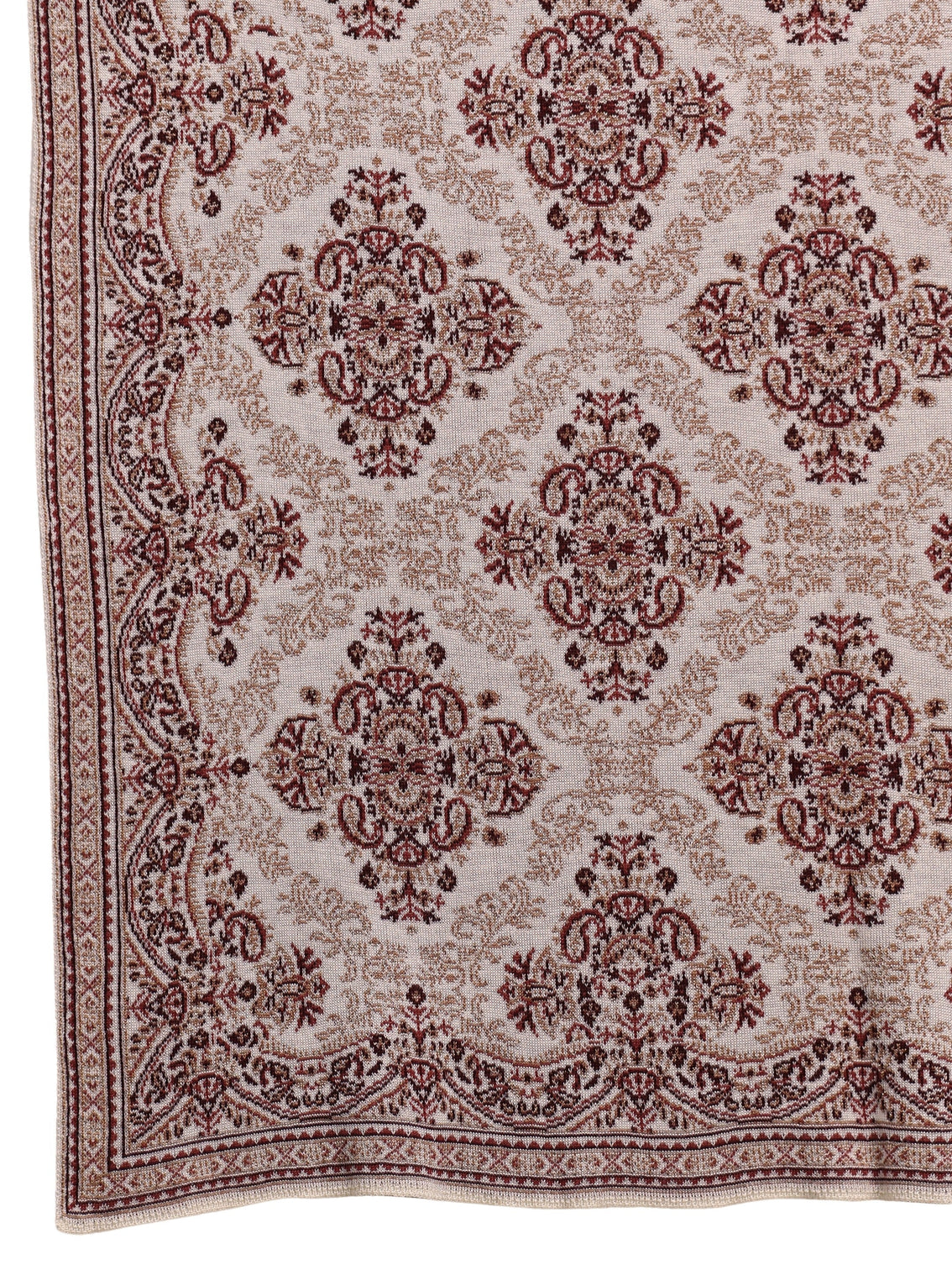 Mameraa Beige Ethnic Knitted Acrylic Shawl