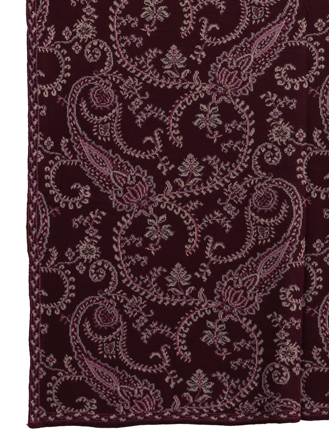 Mameraa Maroon Paisley Knitted Acrylic Wrap Shawl