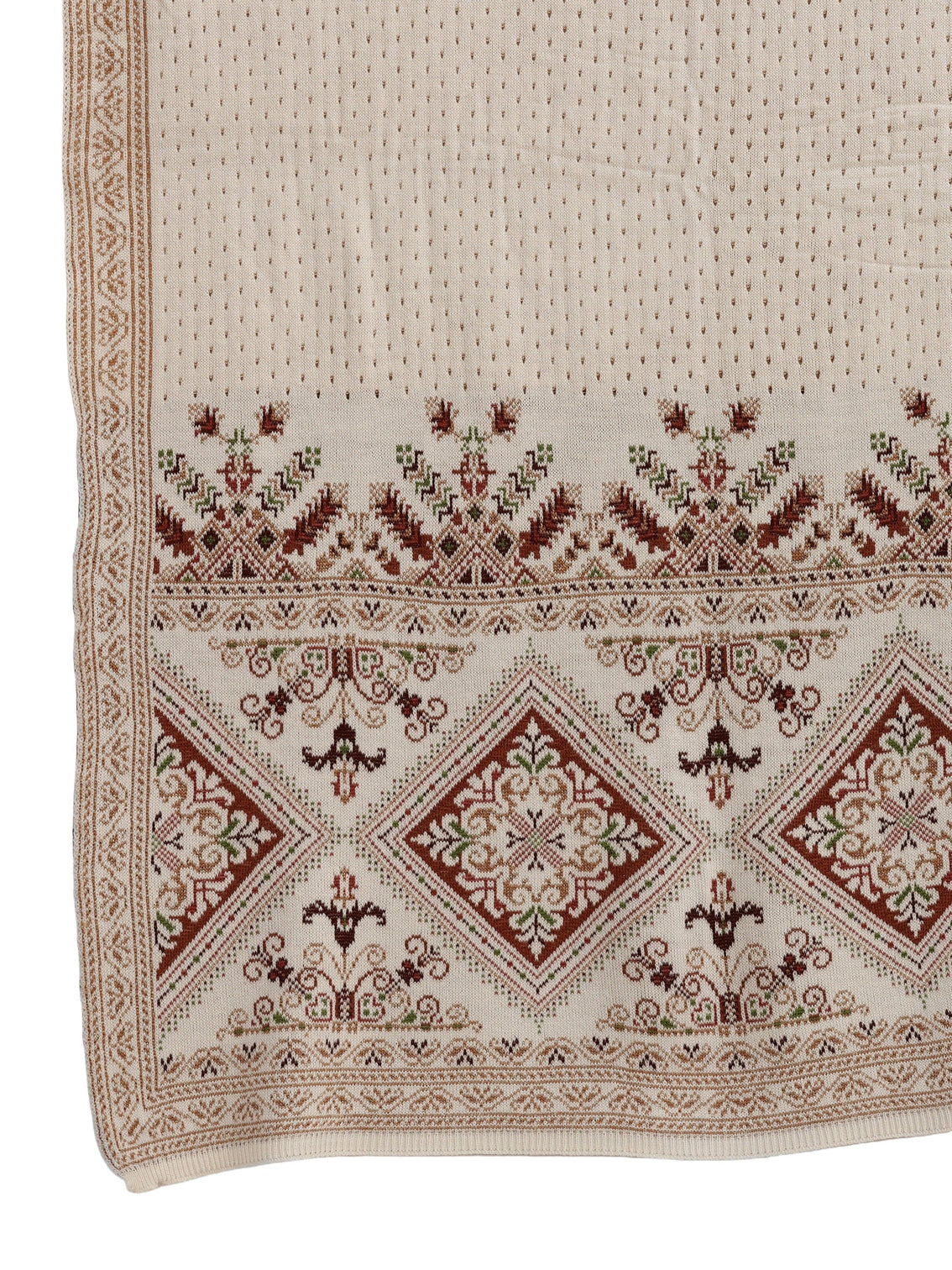 Mameraa White Mesh Knitted Acrylic Wrap Shawl