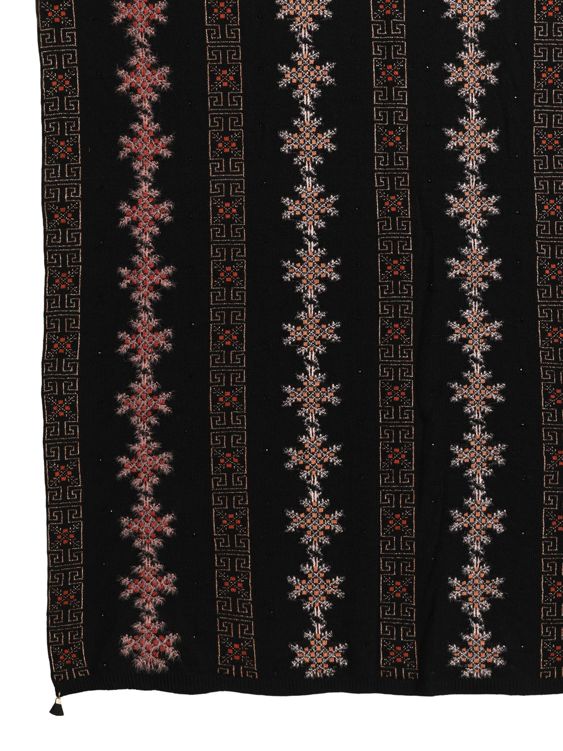 Mameraa Black Snowflake Knitted Acrylic Wrap Shawl