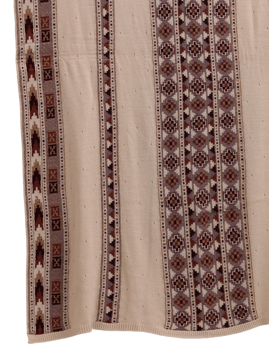 Mameraa Beige Geometric Knitted Acrylic Wrap Shawl