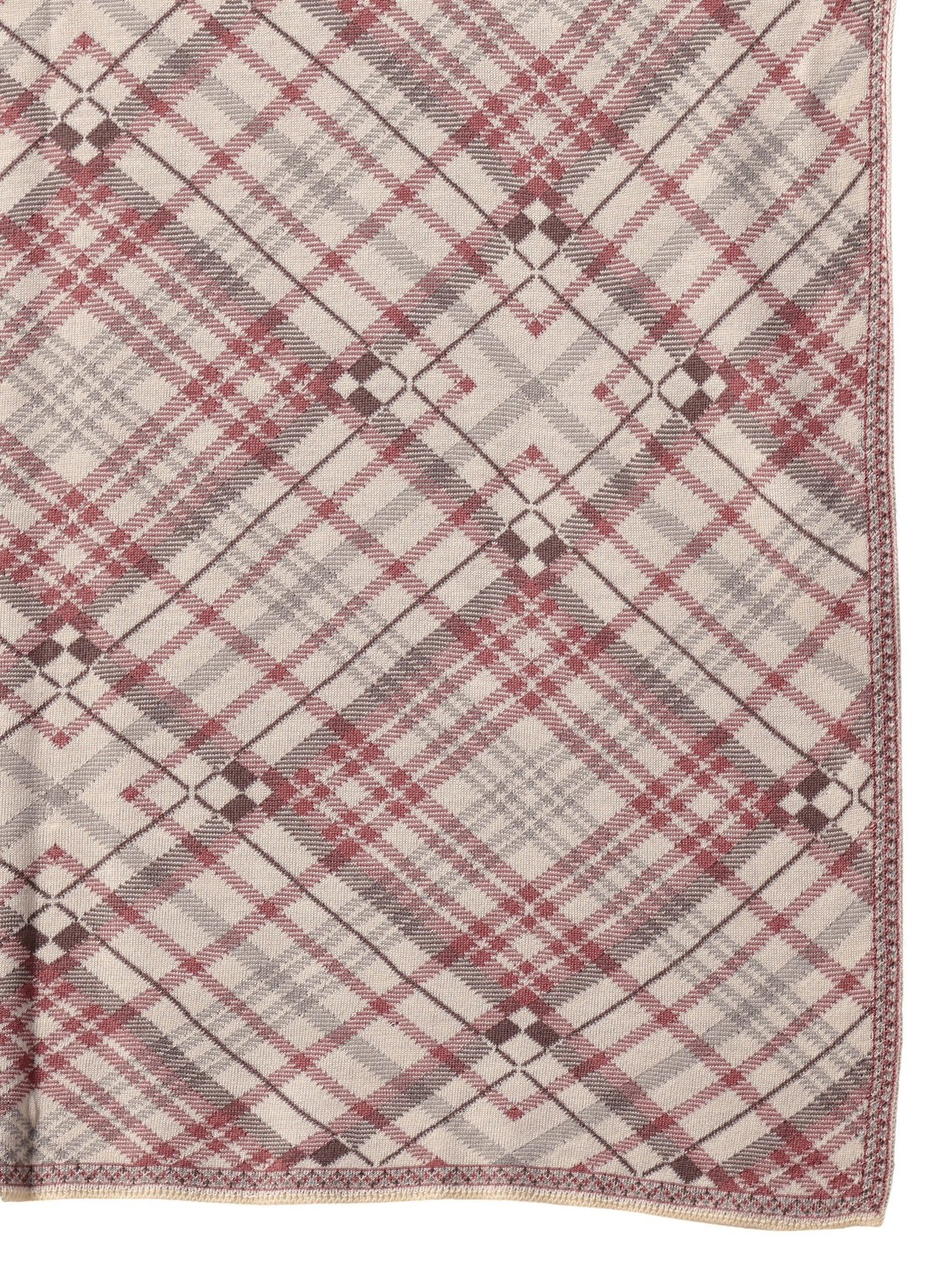 Mameraa Off White Checked Knitted Acrylic Shawl