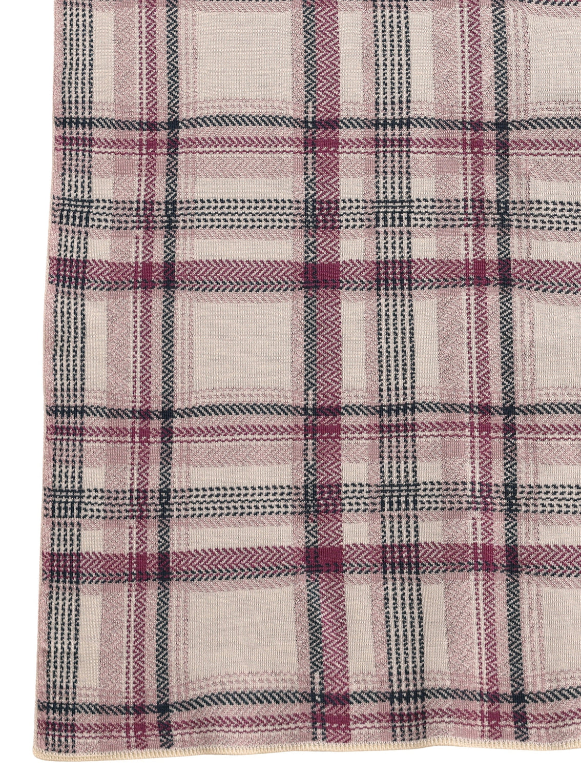 Mameraa Off White Checked Knitted Acrylic Shawl