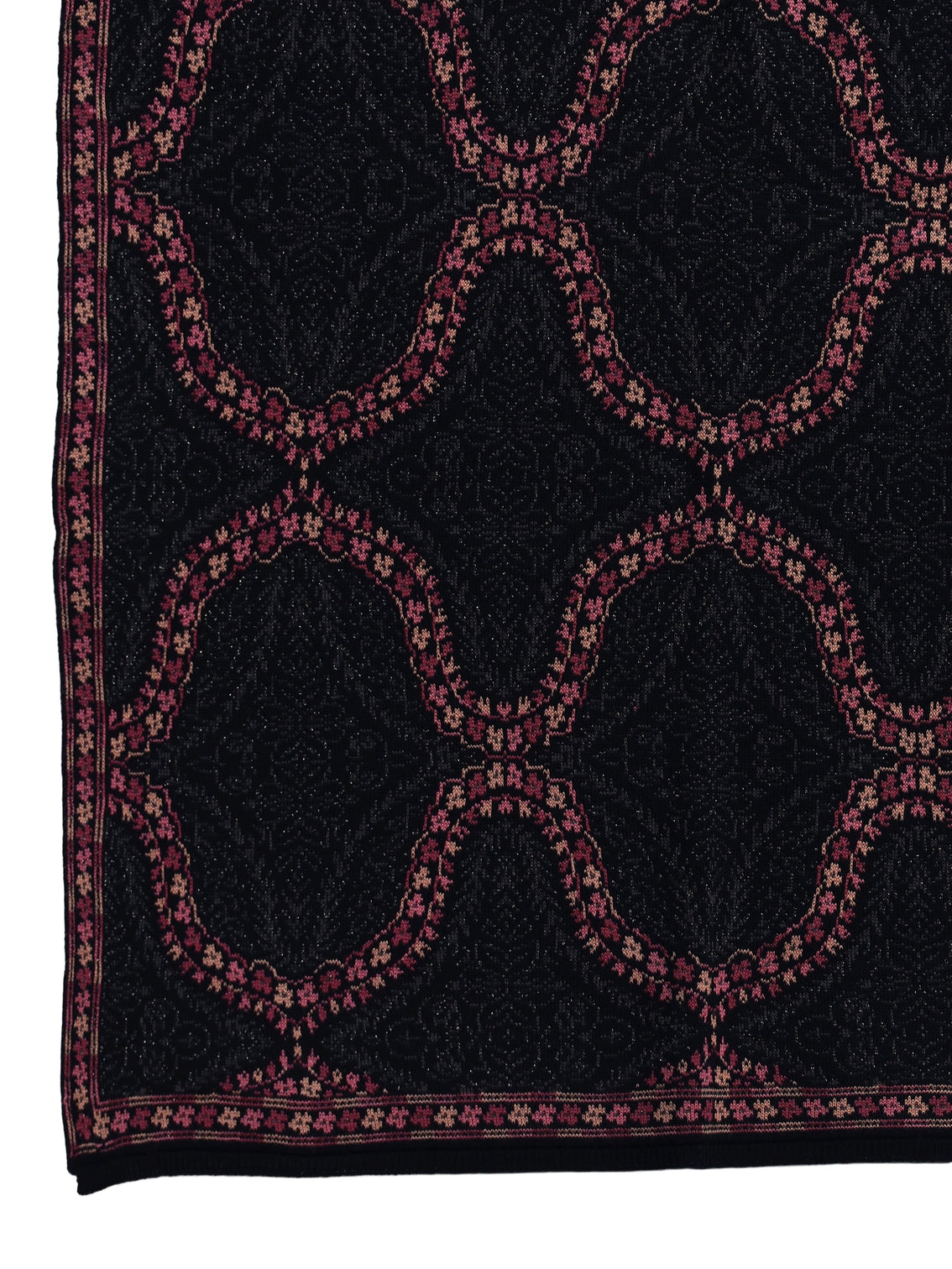 Mameraa Navy Blue Ethnic Knitted Acrylic Wrap Shawl