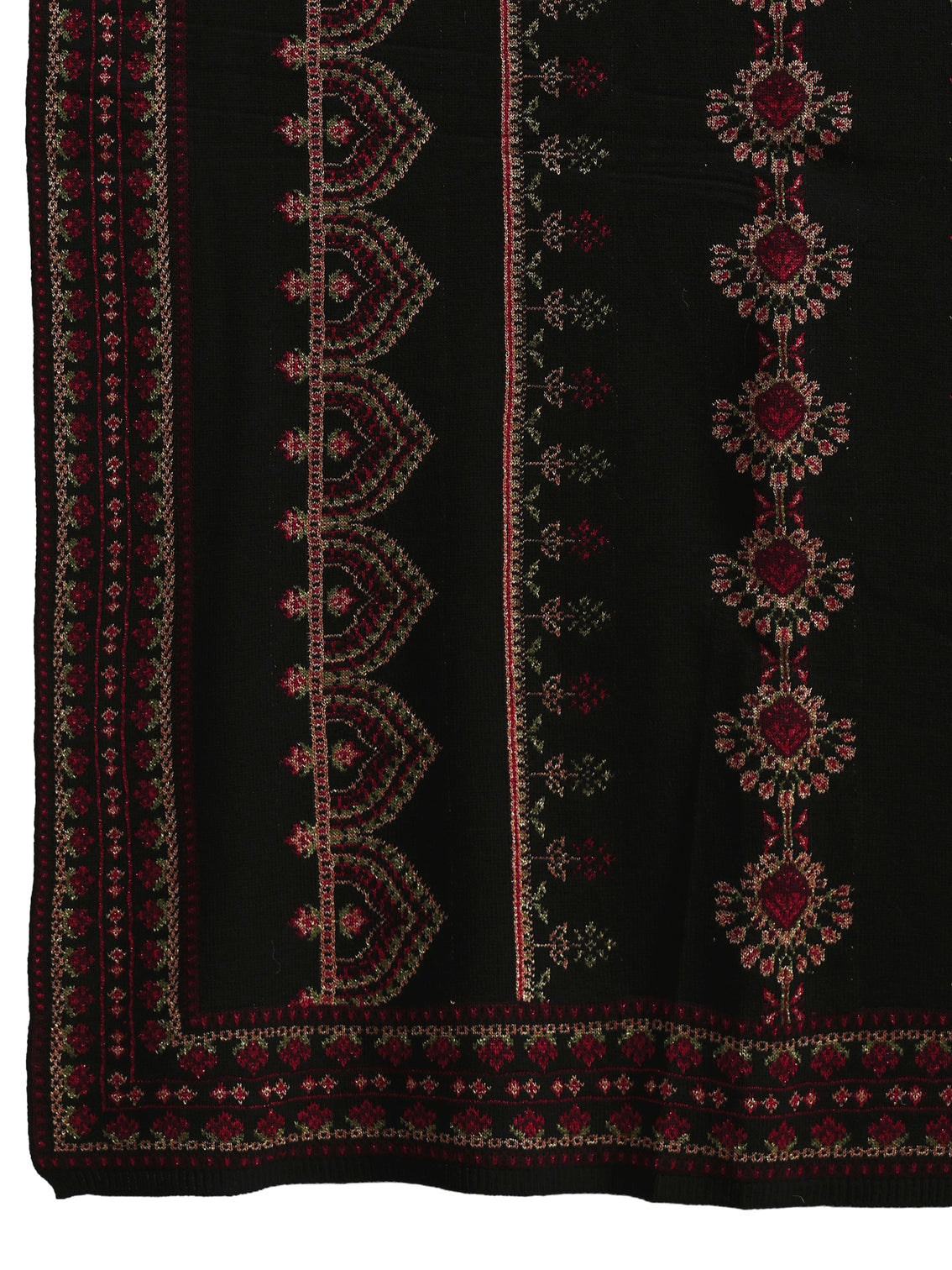 Mameraa Black Ethnic Knitted Acrylic Wrap Shawl