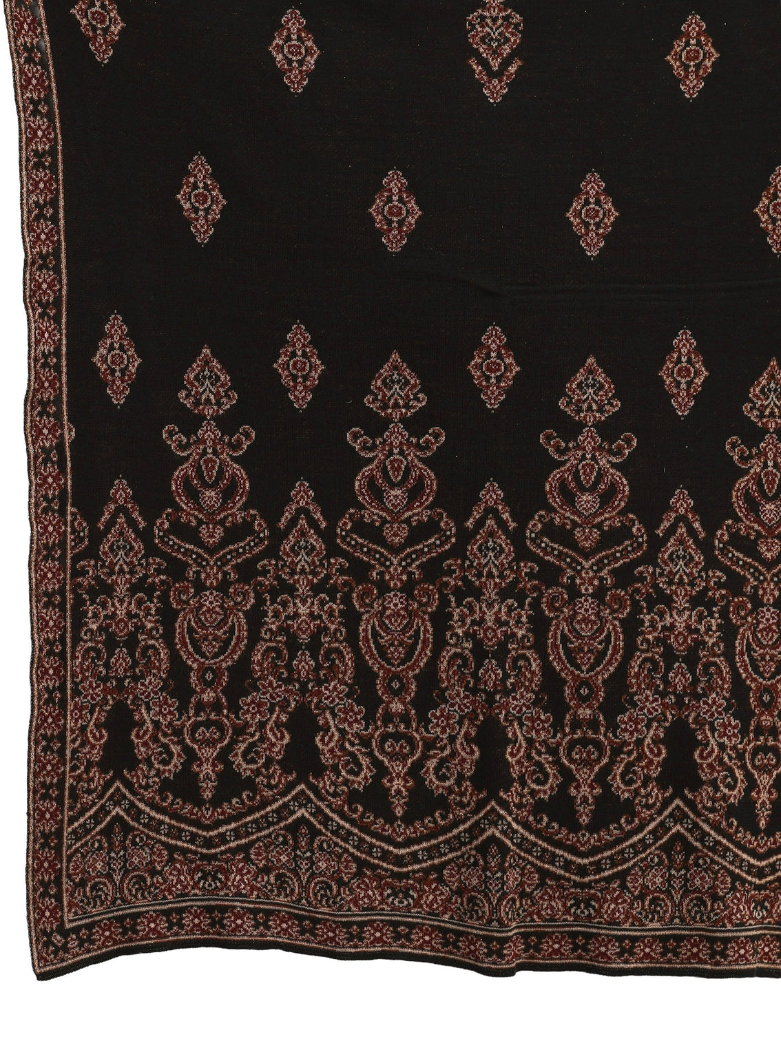 Mameraa Black Ethnic Knitted Acrylic Shawl