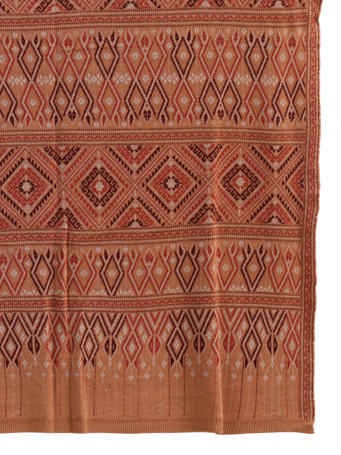 Mameraa Rust Geometric Knitted Acrylic Shawl