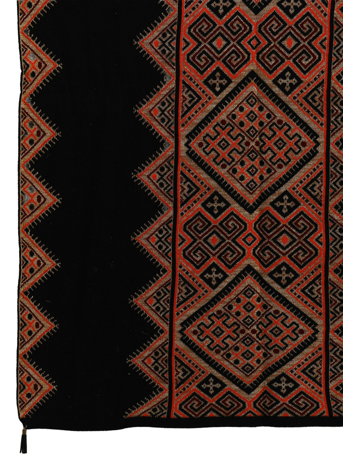 Mameraa Black Geometric Knitted Acrylic Wrap Shawl
