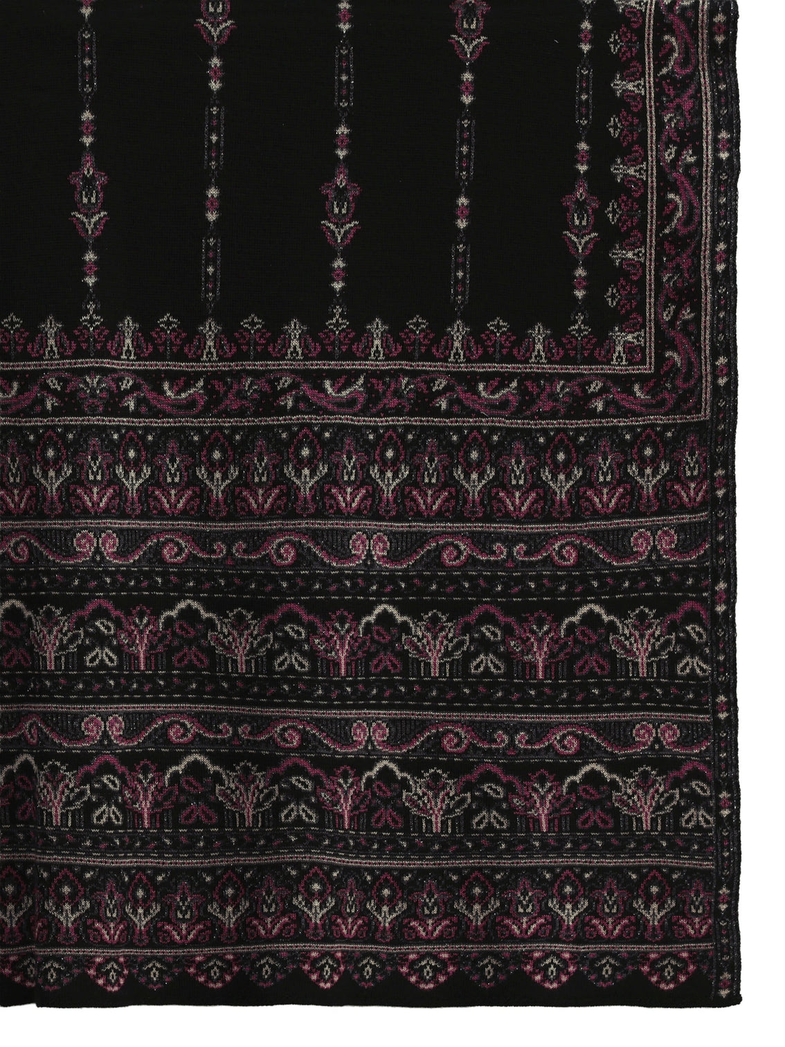 Mameraa Black Ethnic Knitted Acrylic Shawl