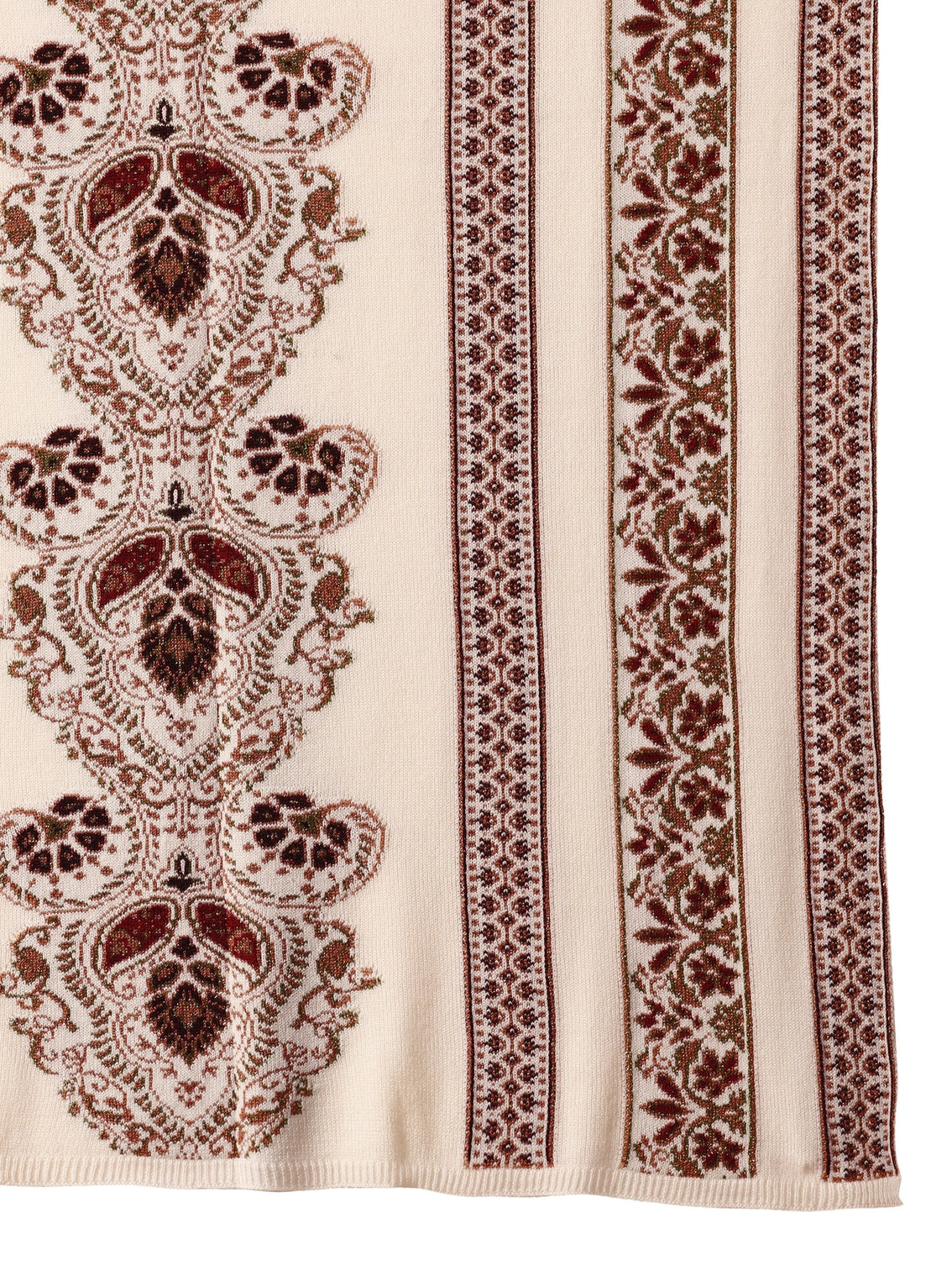 Mameraa White Floral Knitted Acrylic Wrap Shawl