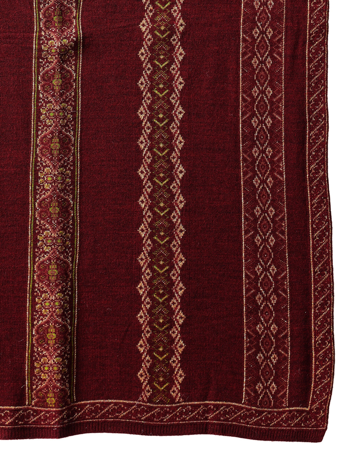 Mameraa Maroon Ethnic Knitted Acrylic Wrap Shawl