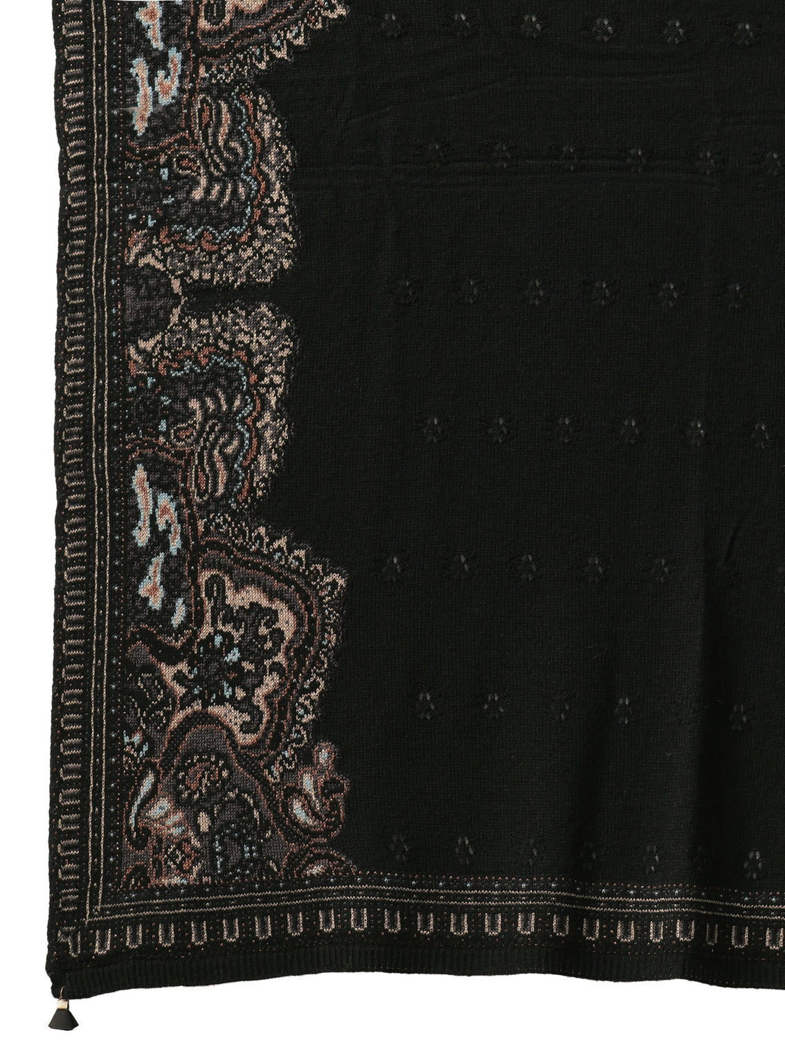 Mameraa Black Ethnic Knitted Acrylic Wrap Shawl