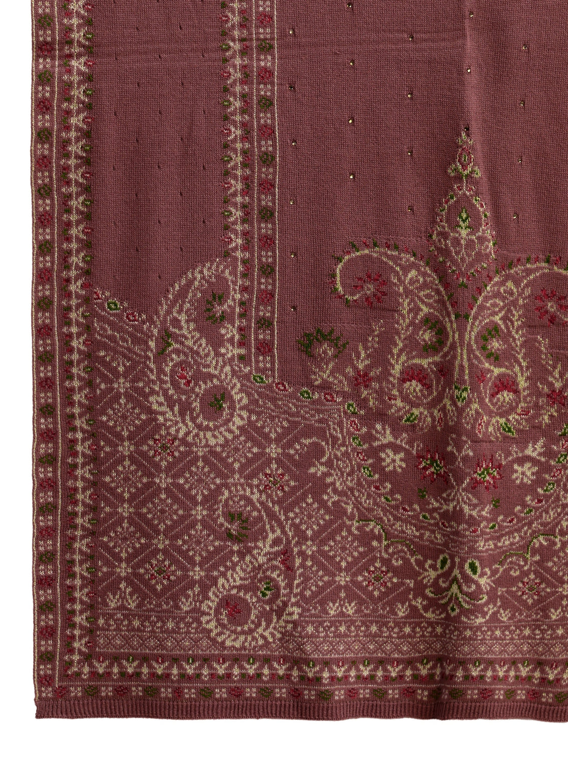 Mameraa Mauve Paisley Knitted Acrylic Shawl