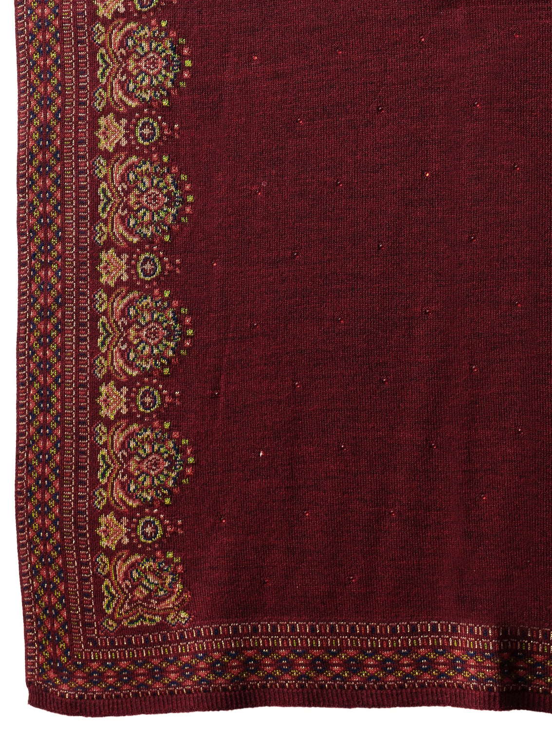 Mameraa Maroon Ethnic Knitted Acrylic Wrap Shawl