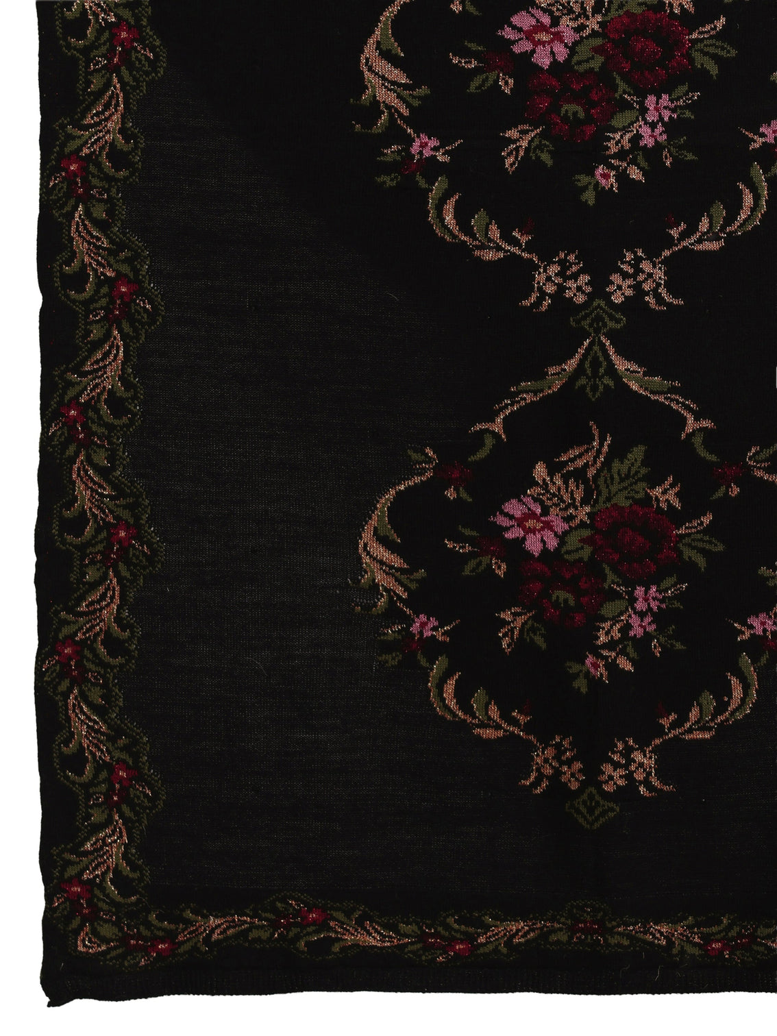 Mameraa Black Ethnic Knitted Acrylic Wrap Shawl