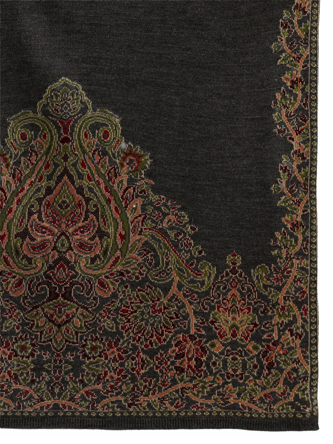 Mameraa Dark Grey Ethnic Knitted Acrylic Wrap Shawl