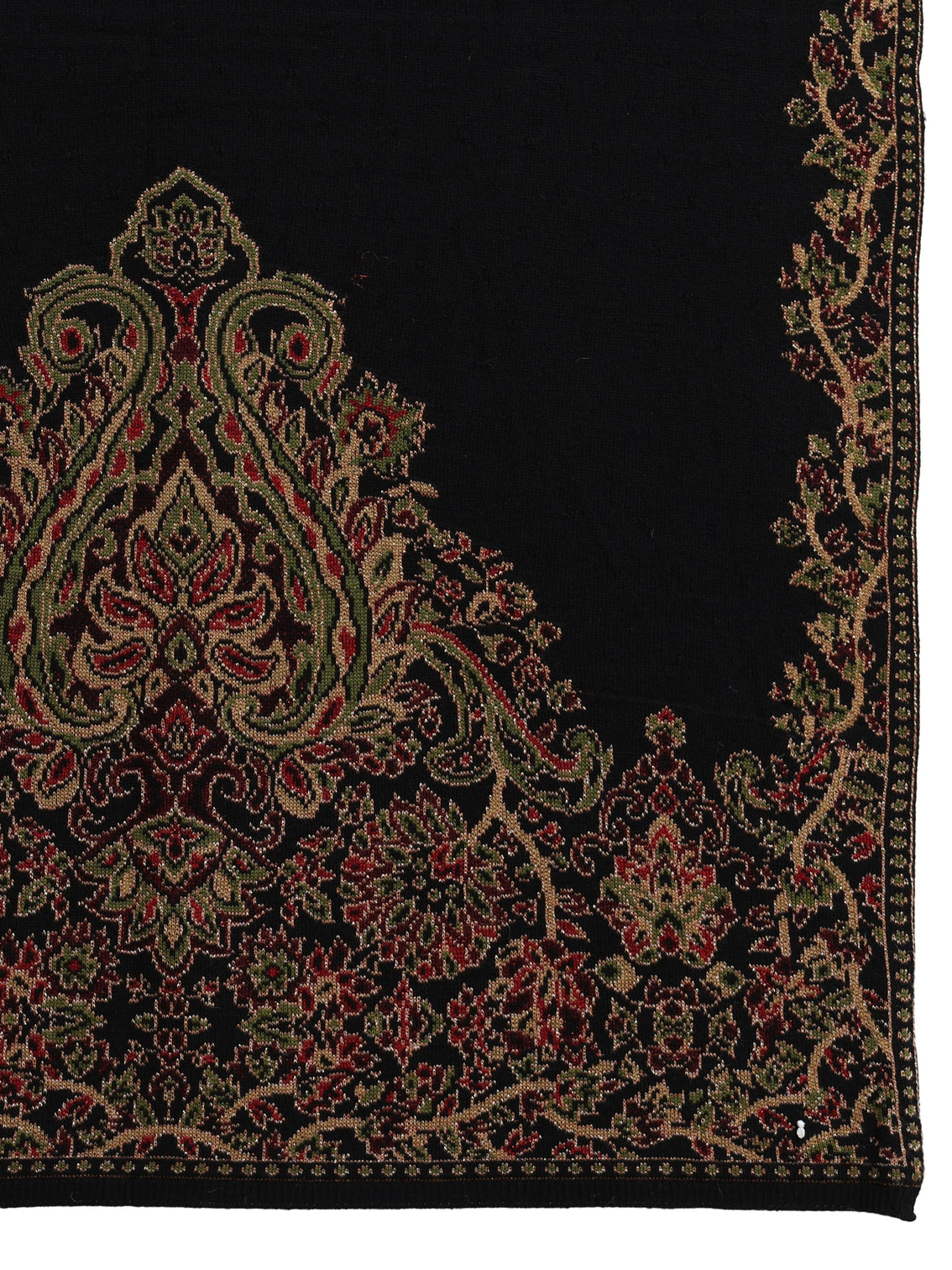 Mameraa Black Floral Knitted Acrylic Wrap Shawl