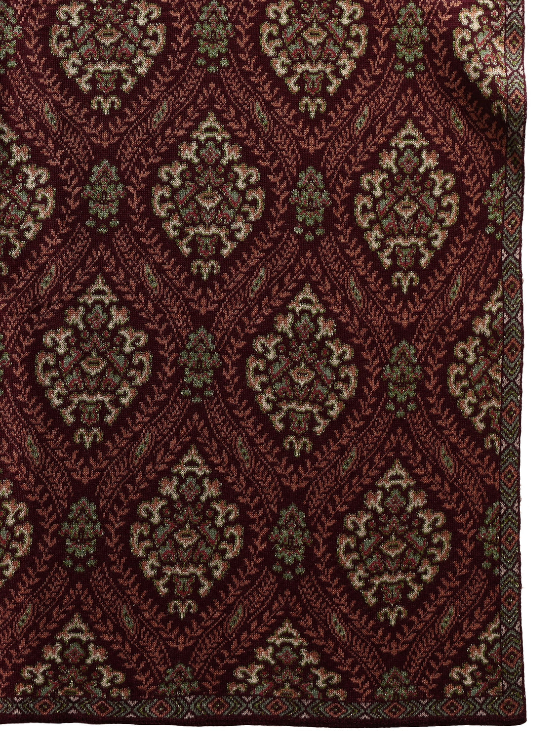 Mameraa Maroon Ethnic Knitted Acrylic Wrap Shawl
