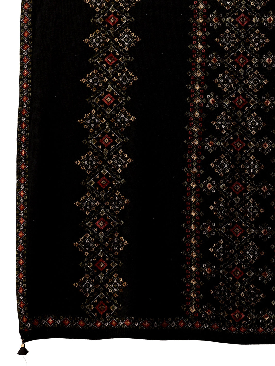 Mameraa Black Ethnic Knitted Acrylic Wrap Shawl