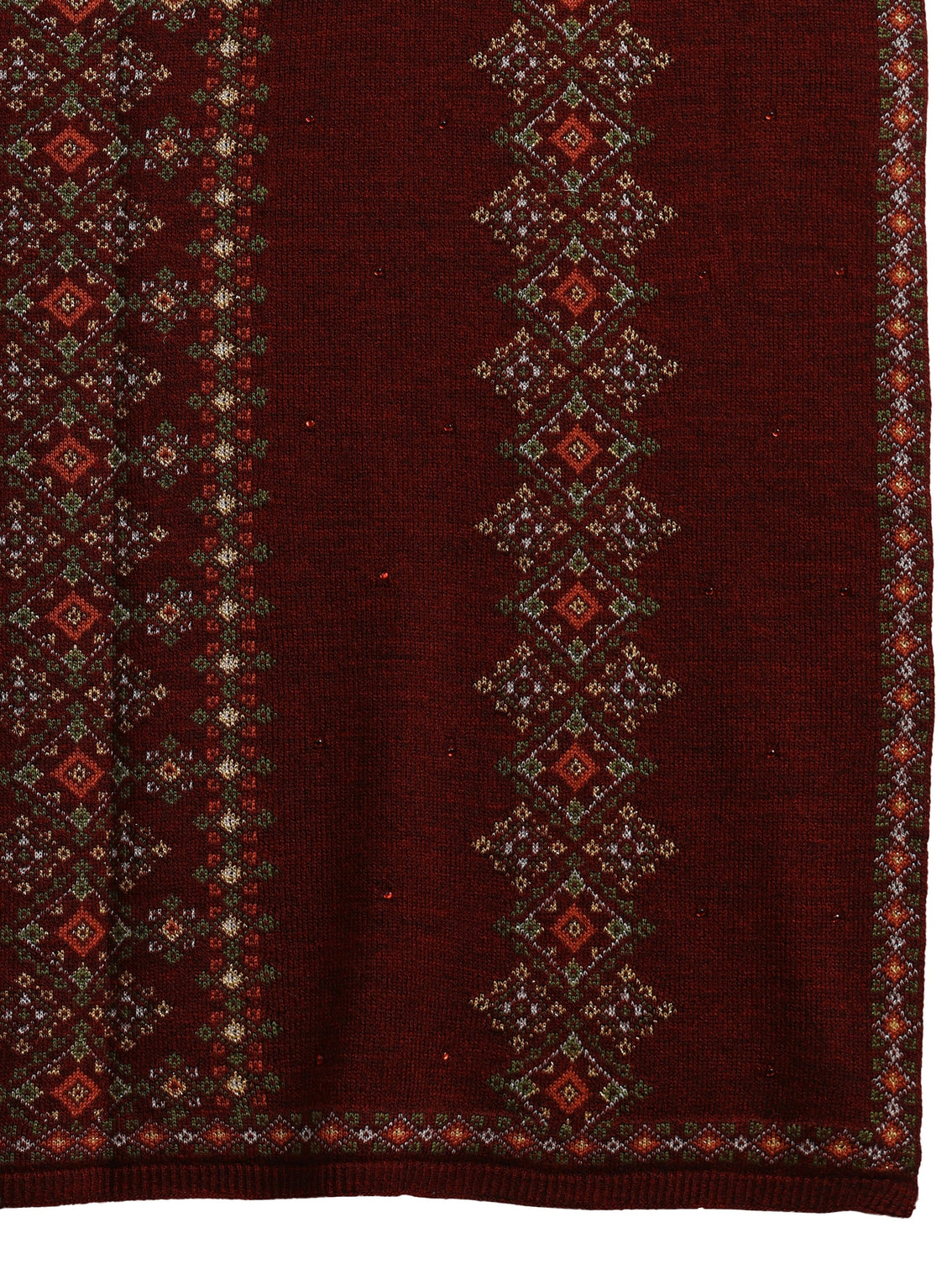 Mameraa Maroon Ethnic Knitted Acrylic Wrap Shawl