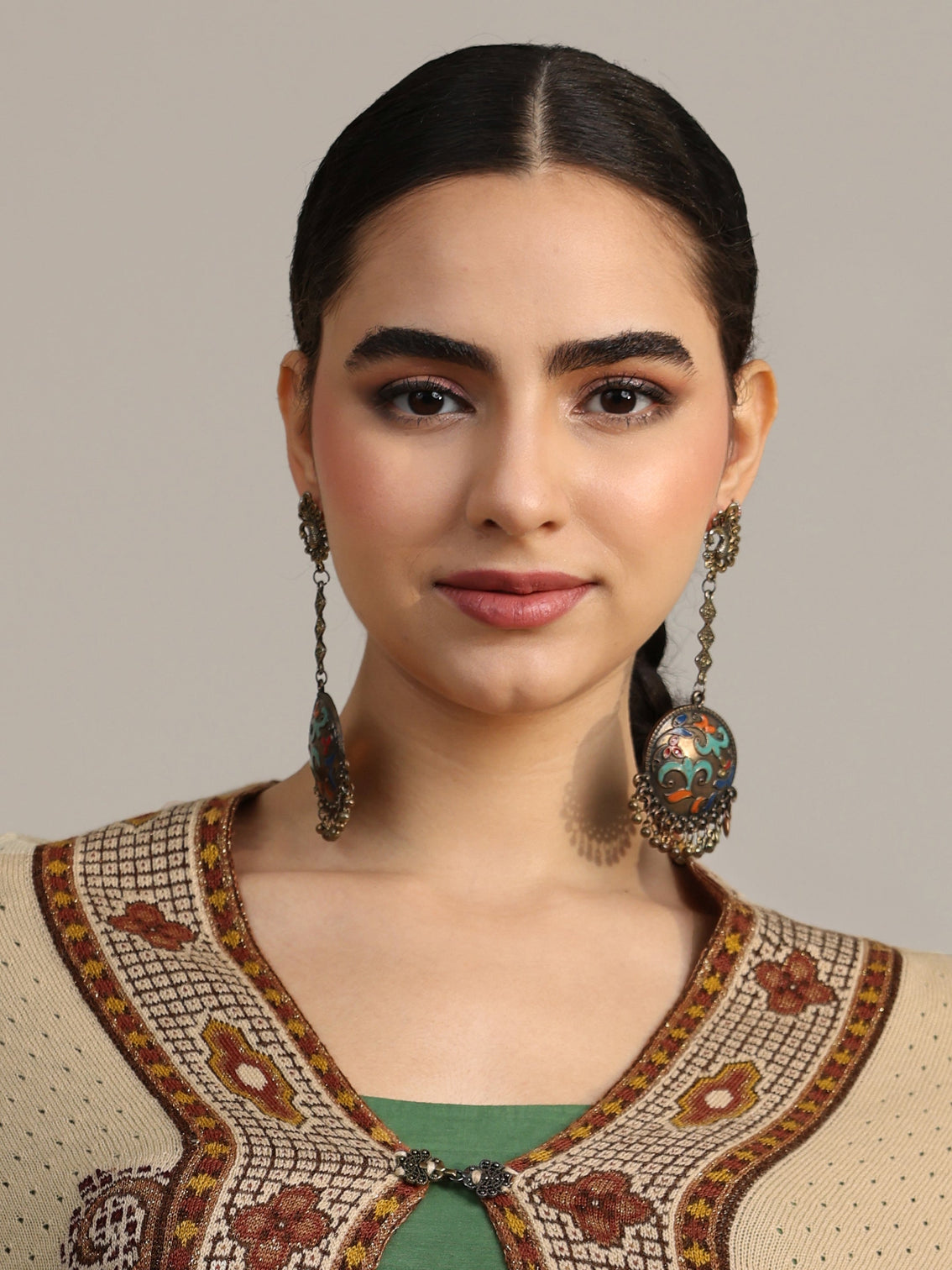 Mameraa Beige Knitted Acrylic Wrap Shawl