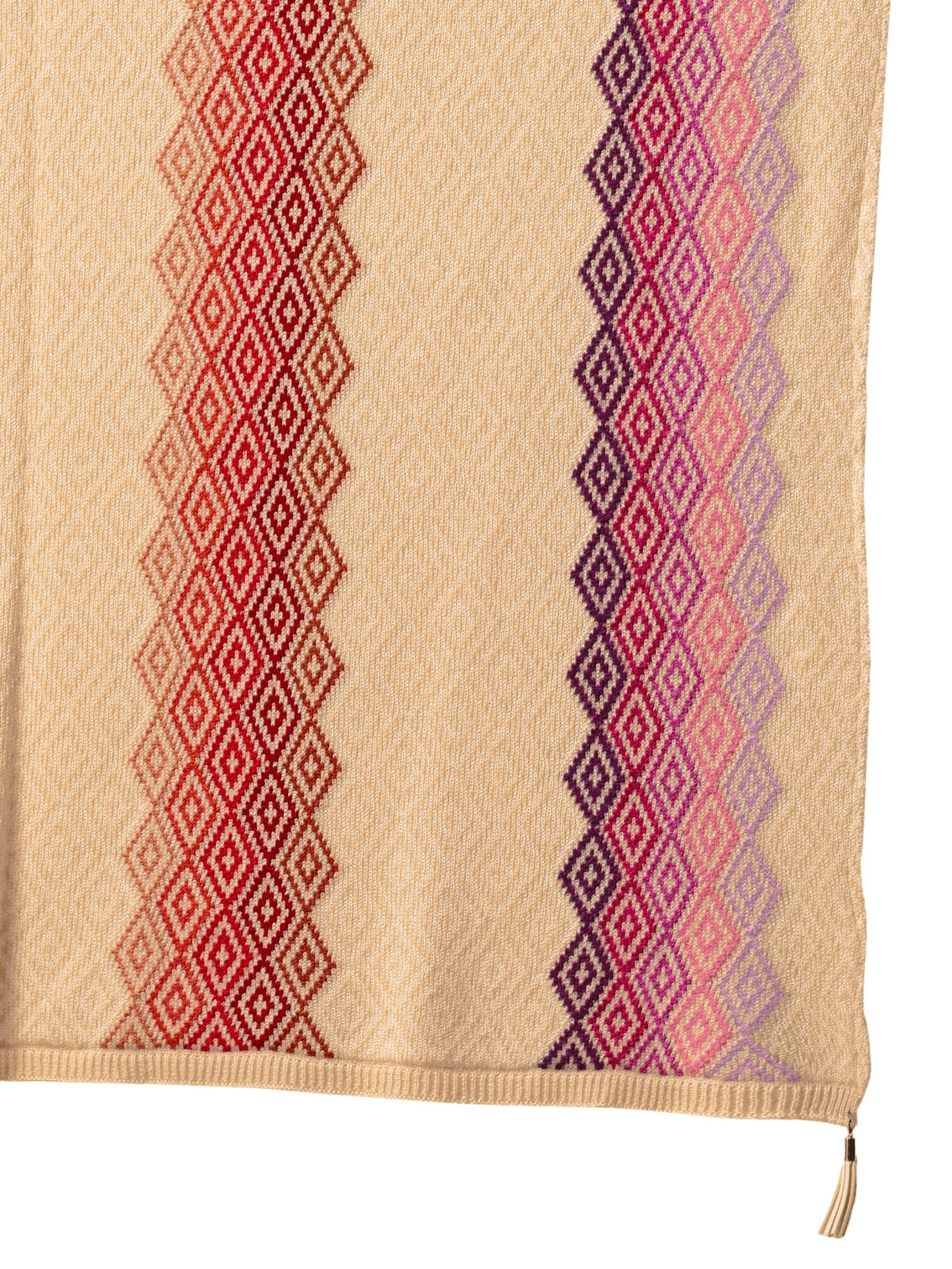 Mameraa Beige Geometric Knitted Acrylic Wrap Shawl