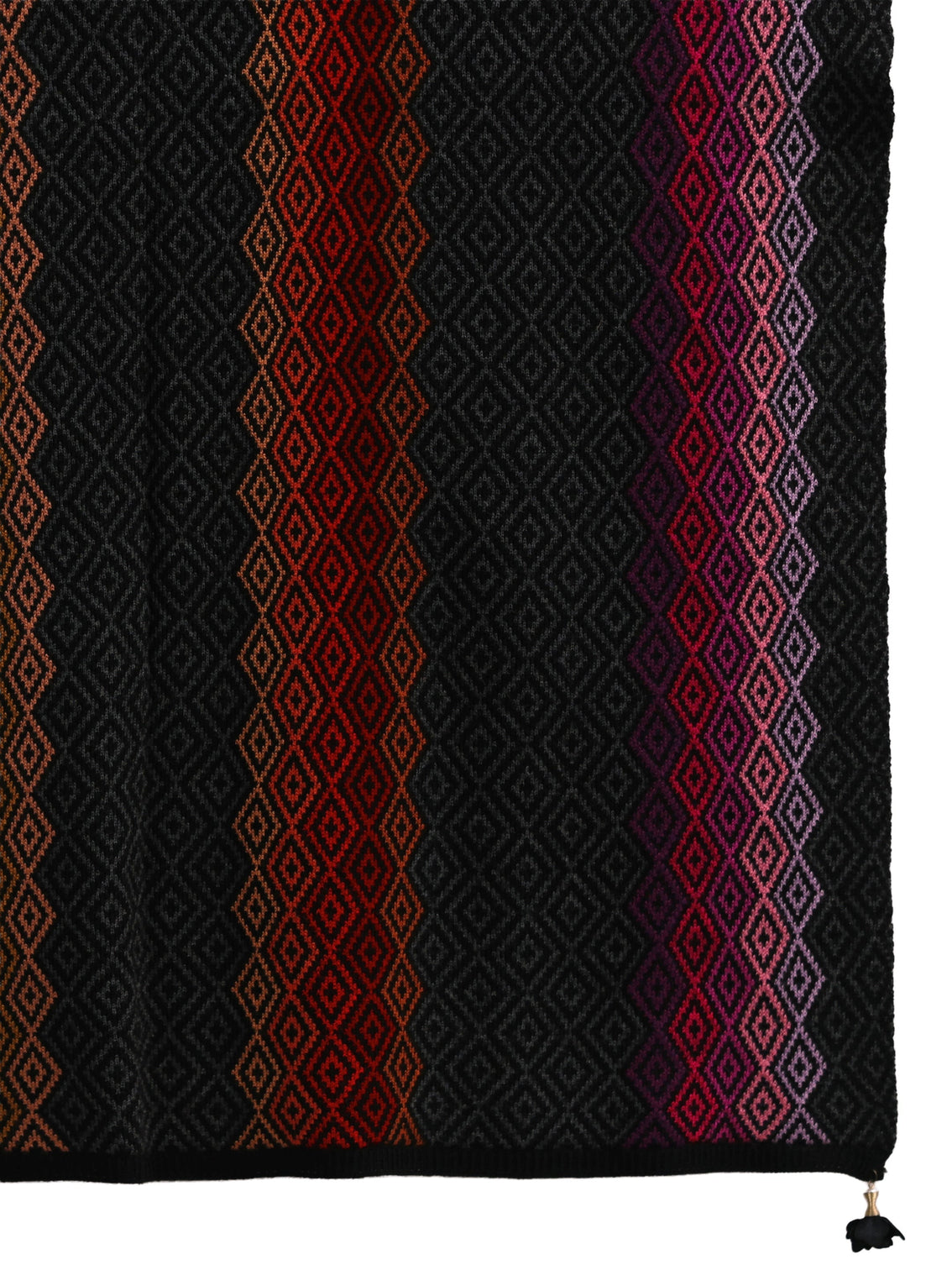 Mameraa Black Geometric Knitted Acrylic Wrap Shawl