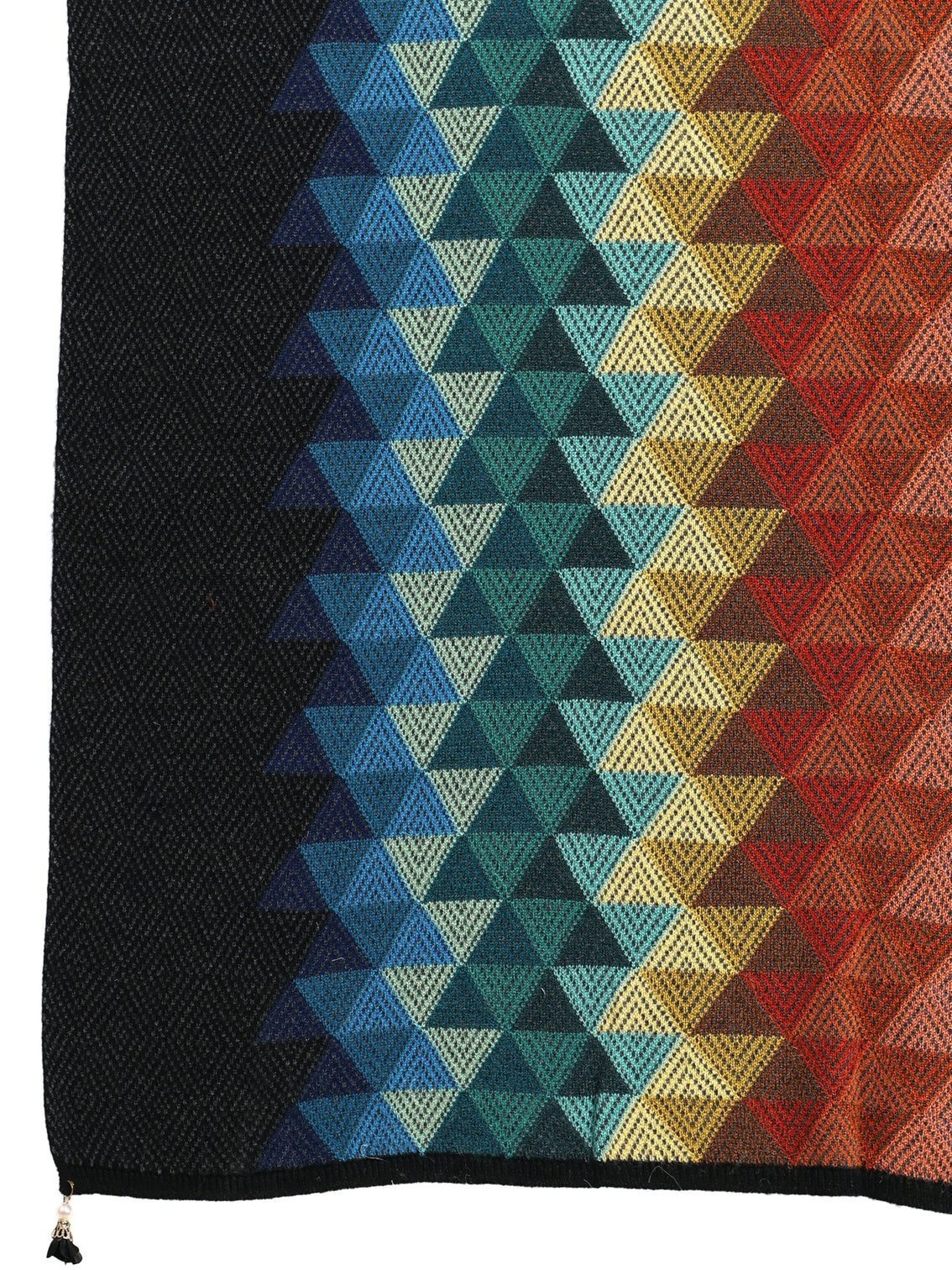 Mameraa Multi Colour Geometric Knitted Acrylic Wrap Shawl