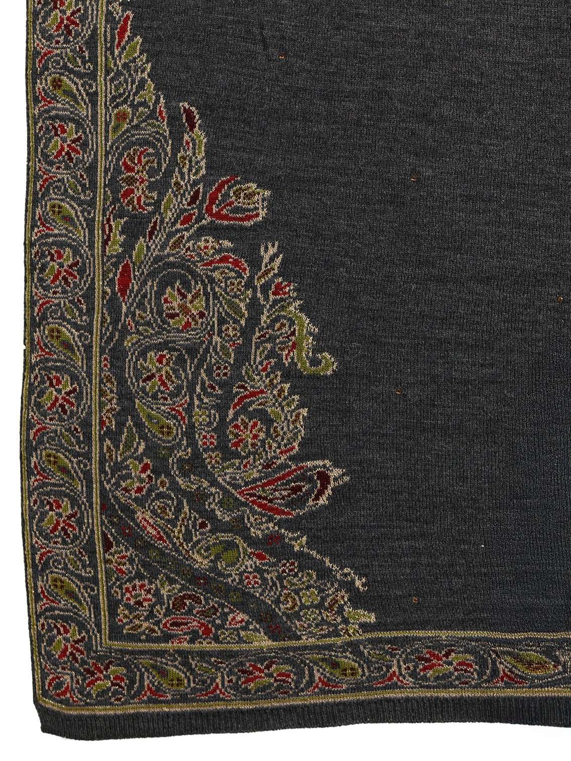 Mameraa Dark Grey Floral Knitted Acrylic Wrap Shawl