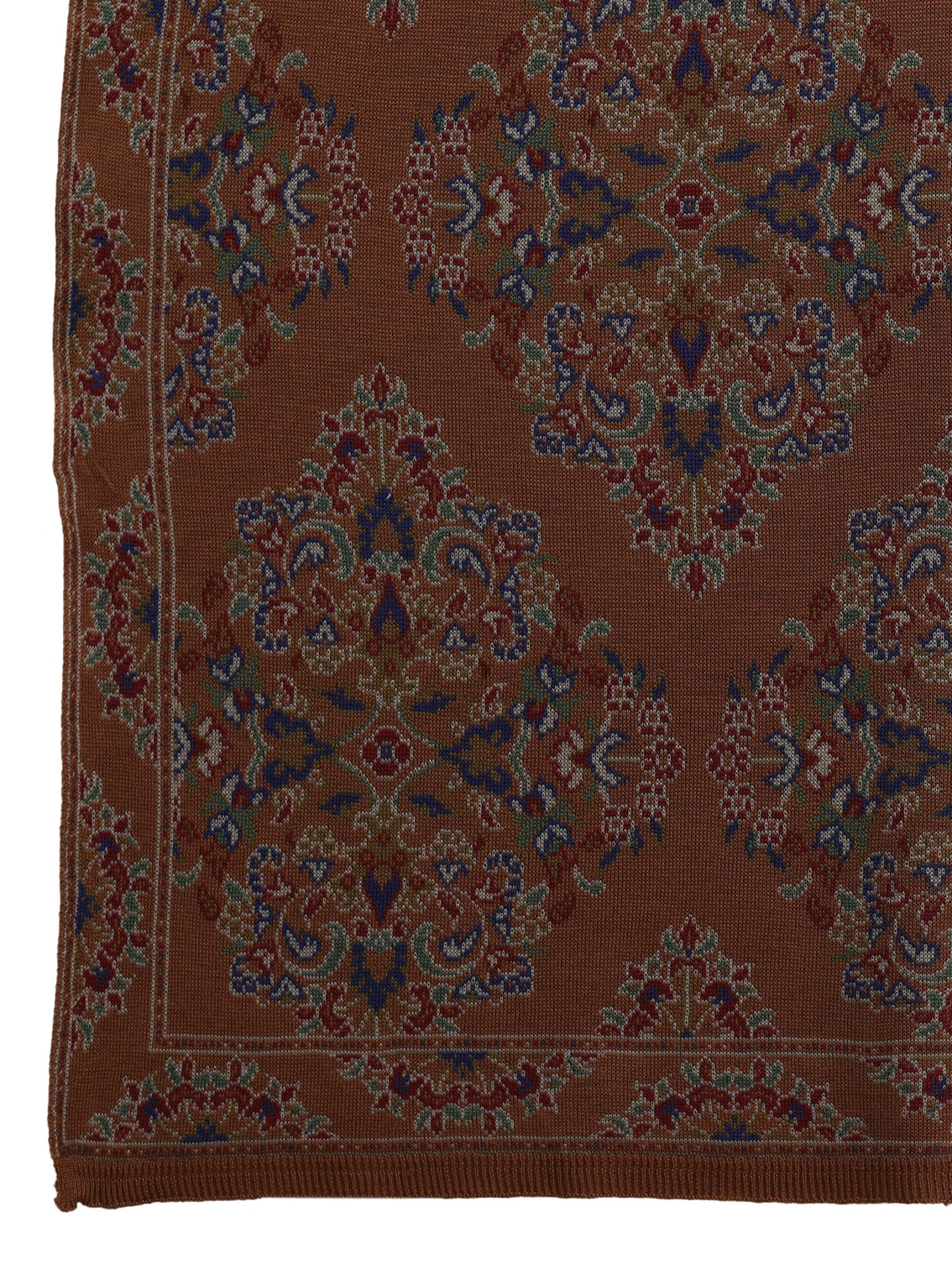 Mameraa Rust Brown Ethnic Knitted Acrylic Shawl