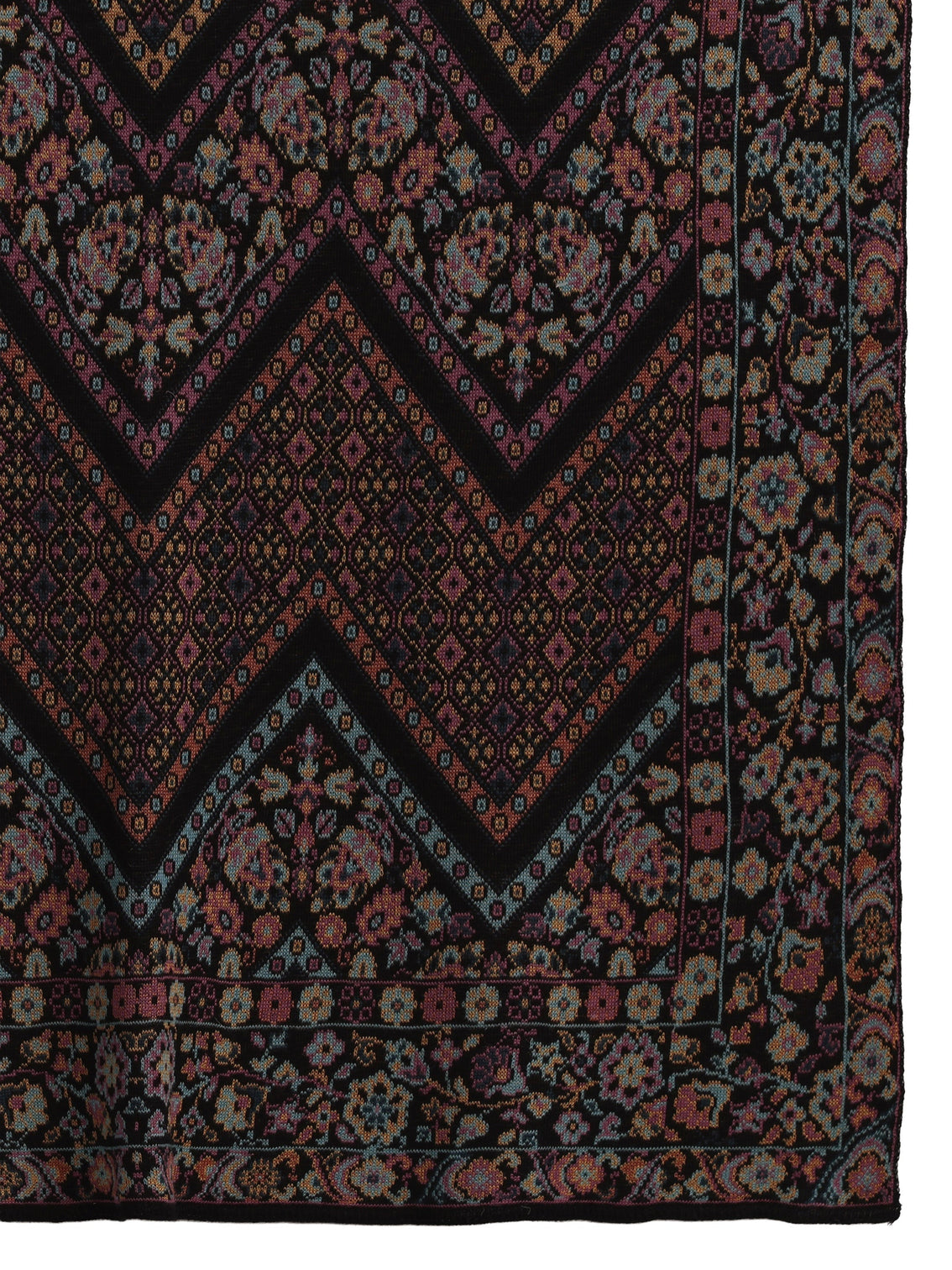 Mameraa Black Ethnic Knitted Acrylic Wrap Shawl