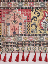 Black Colour Soft Linen Block Print Party Wear Saree