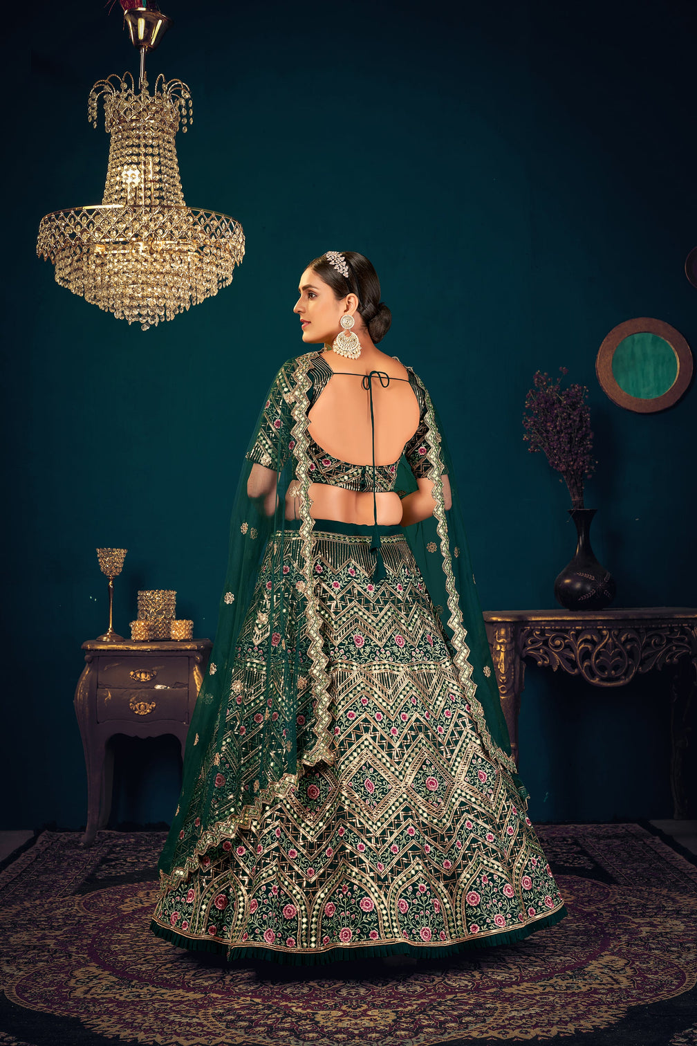 Sangeet Lehenga Choli, Heavy Designer Green Lehenga Choli, Handwork Work Lehenga Choli For Women
