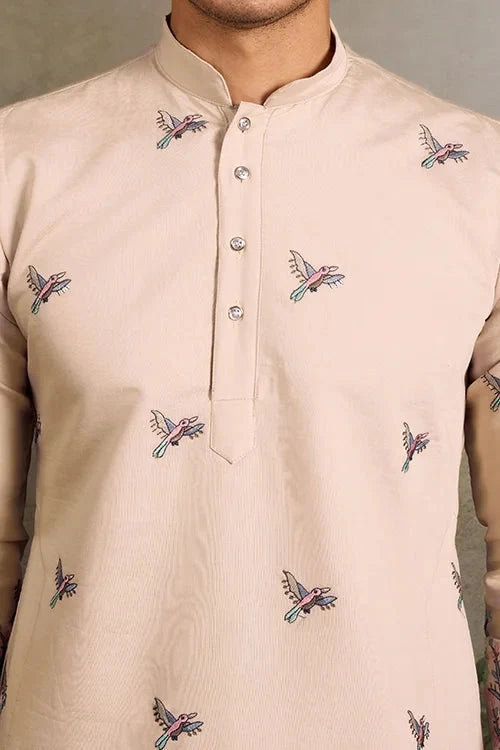 Beige Embroidered Work Beautiful Kurta for Men
