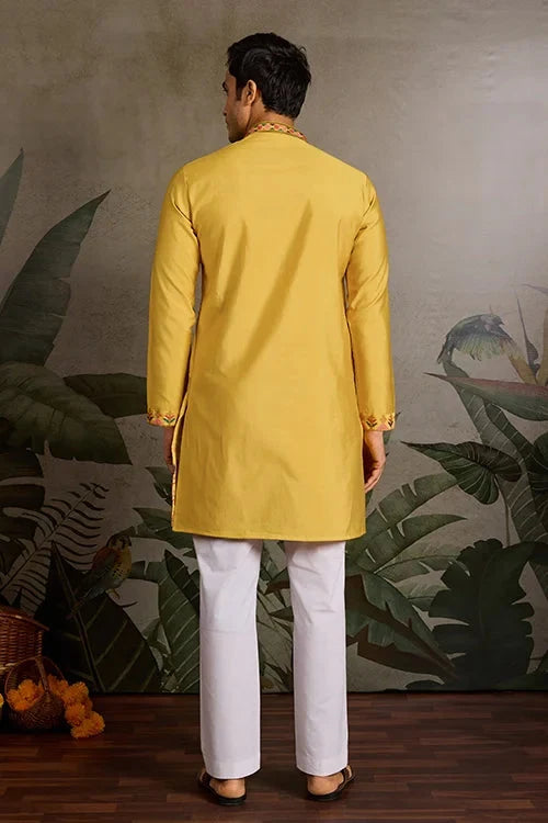 Men’s Traditional Yellow Kurta for Haldi Ceremony