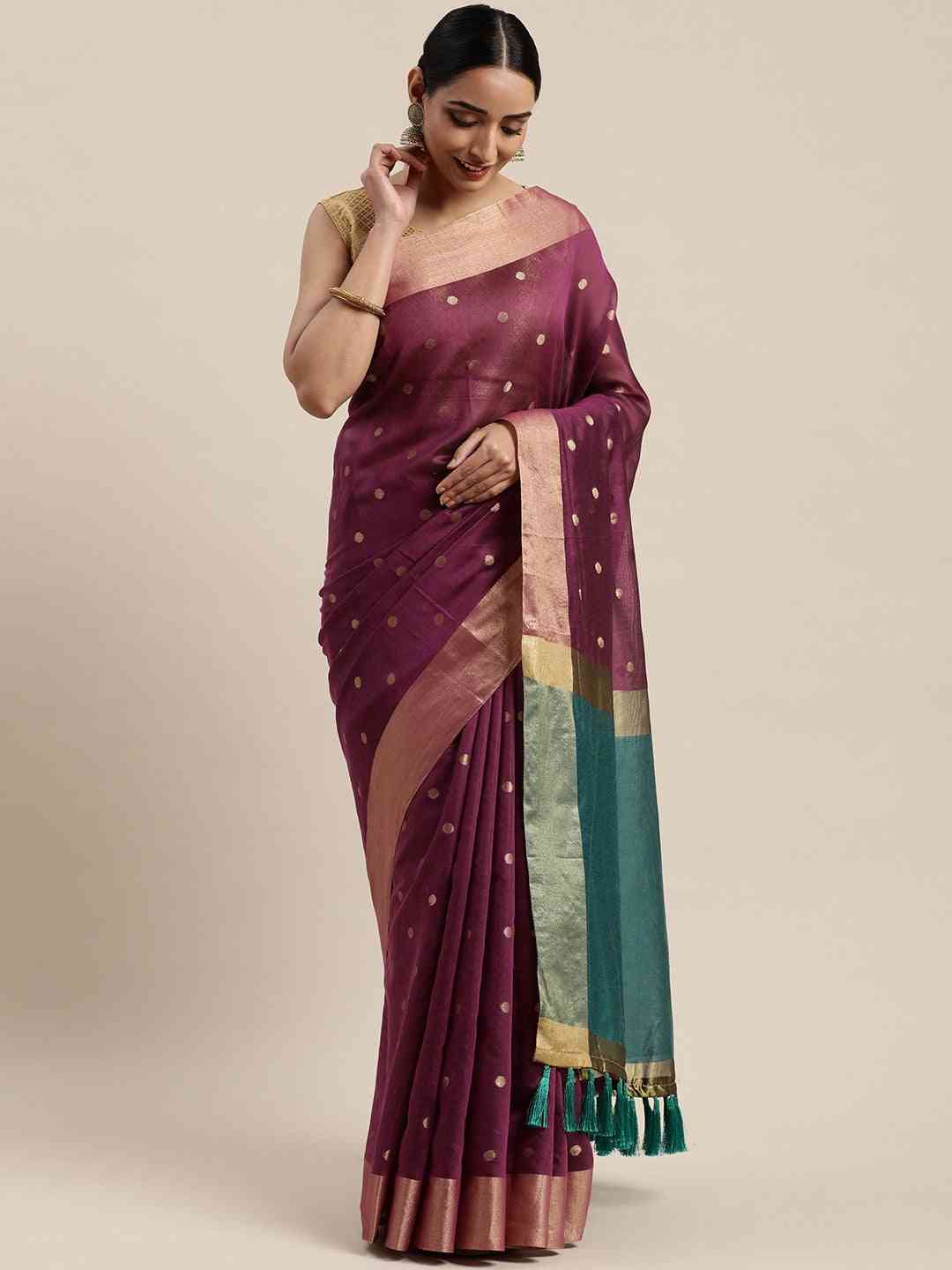 Banarasi Silk Saree With Woven Design And Zari Work