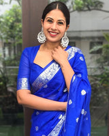 Pleasurable Royal Blue Soft Silk Saree With Incomparable Blouse Piece
