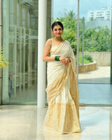Seraglio White Soft Silk Saree With Serendipity Blouse Piece