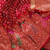 Assemblage Red Soft Banarasi Silk Saree With Demesne Two Blouse Piece