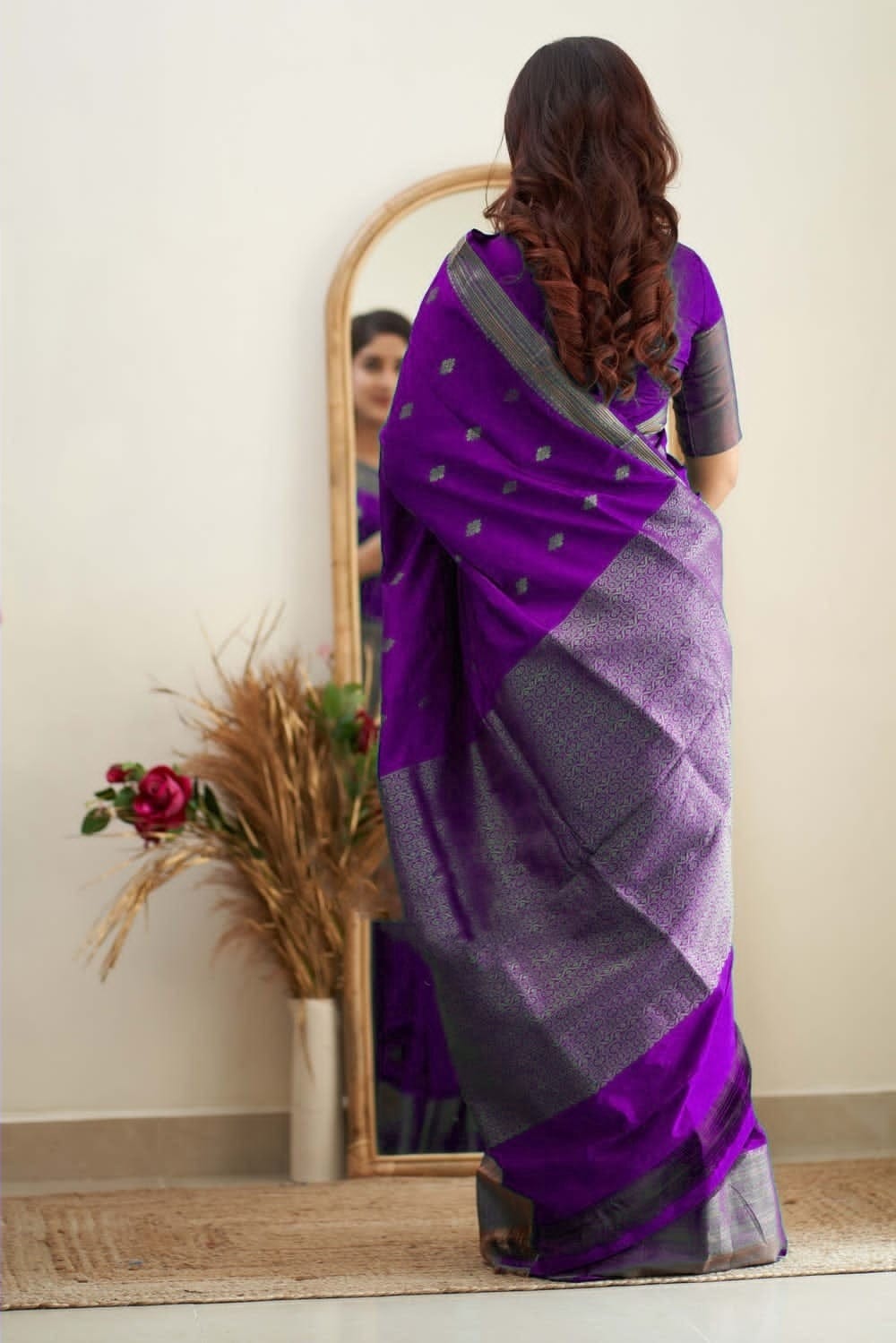 Blooming Purple Soft Silk Saree With Captivating Blouse Piece