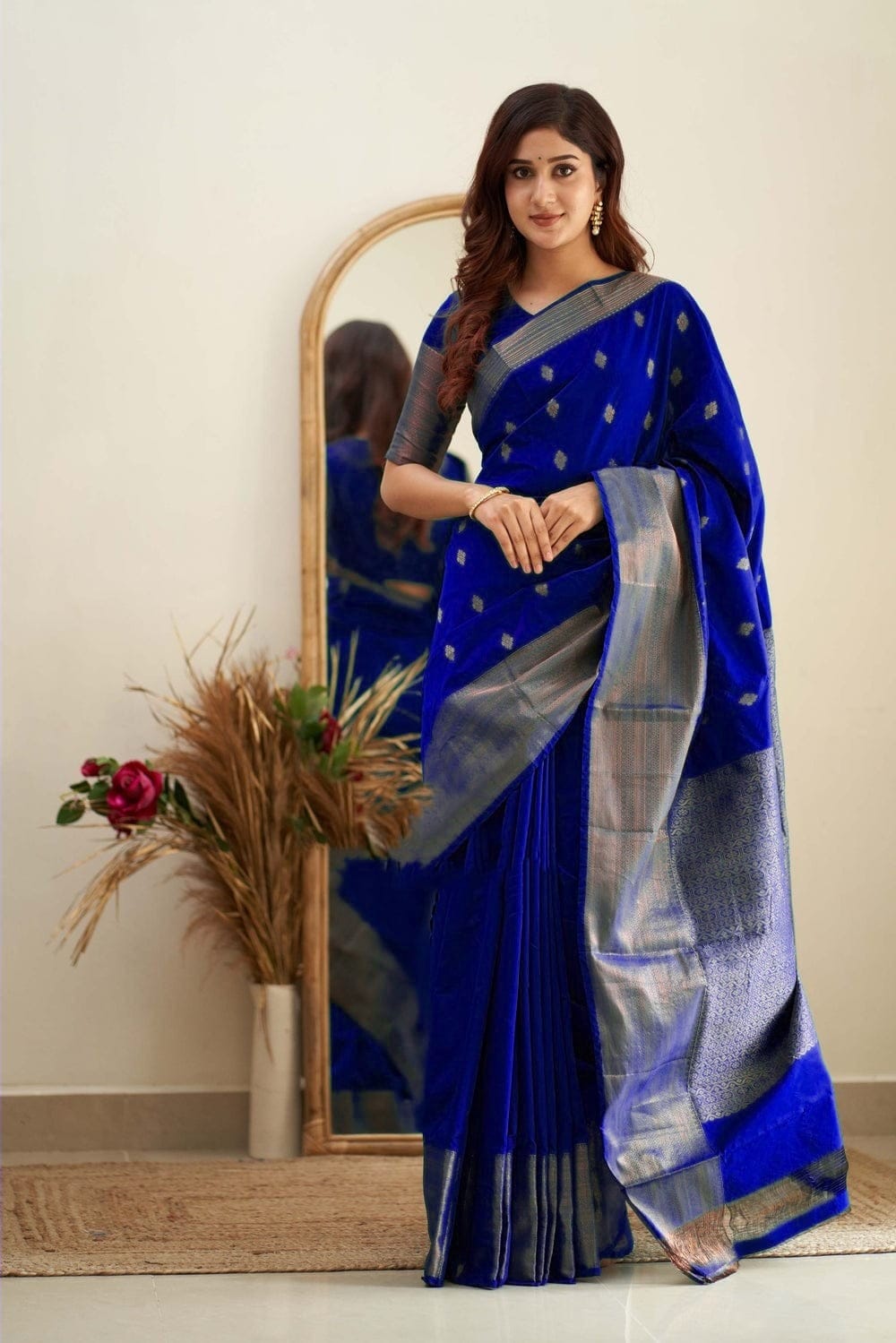 Pleasant Royal Blue  Soft Silk Saree With Delightful Blouse Piece