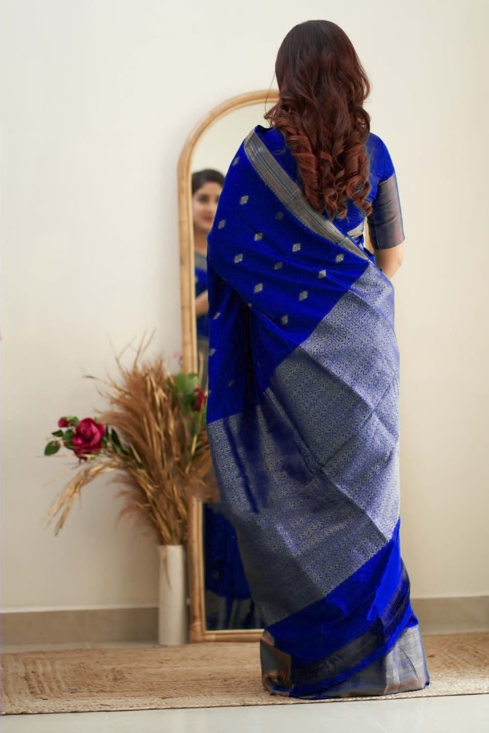 Pleasant Royal Blue  Soft Silk Saree With Delightful Blouse Piece
