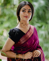 Lovely Purple Soft Silk Saree With Angelic Blouse Piece
